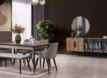 Dining set Dining set n Set Table 8 pieces. Set Sideboard 4x Chairs Group